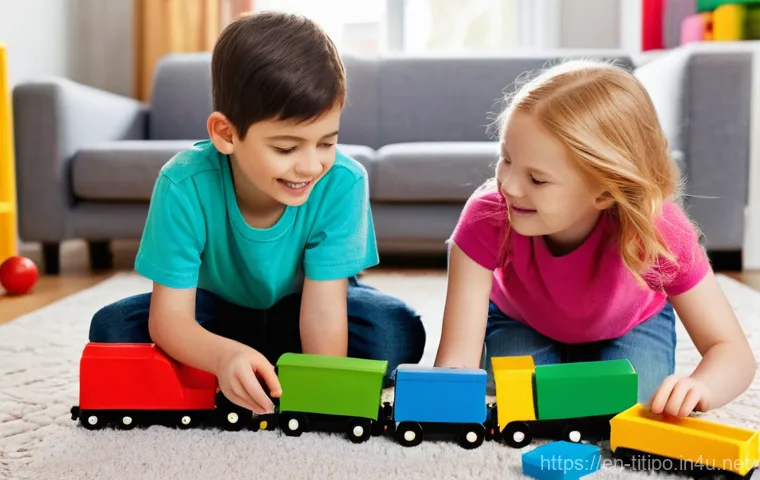 띠띠뽀와 어린이들의 꿈 이야기 - **Prompt:** A cozy, sunlit living room filled with vibrant colors. A diverse group of three young ch...