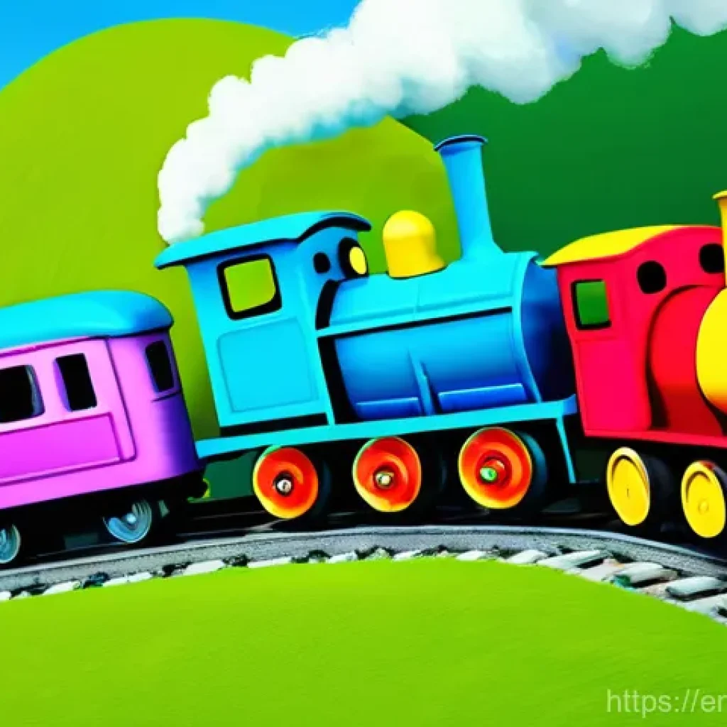띠띠뽀 애니메이션의 국제적 평가 - **Prompt:** A vibrantly animated scene featuring Titipo, the earnest blue train, Diesel, the strong ...