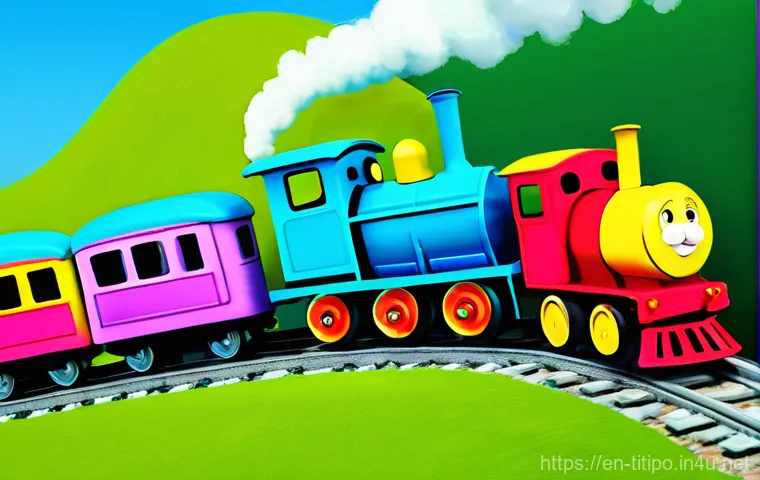 띠띠뽀 애니메이션의 국제적 평가 - **Prompt:** A vibrantly animated scene featuring Titipo, the earnest blue train, Diesel, the strong ...