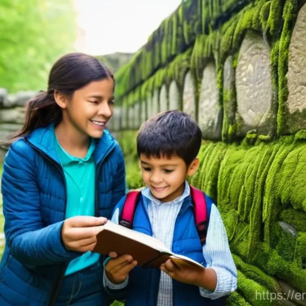 띠띠뽀와 함께하는 특별한 여행 - **Prompt 1: Ancient Civilization Exploration**
    A happy family of four, including two children (a...