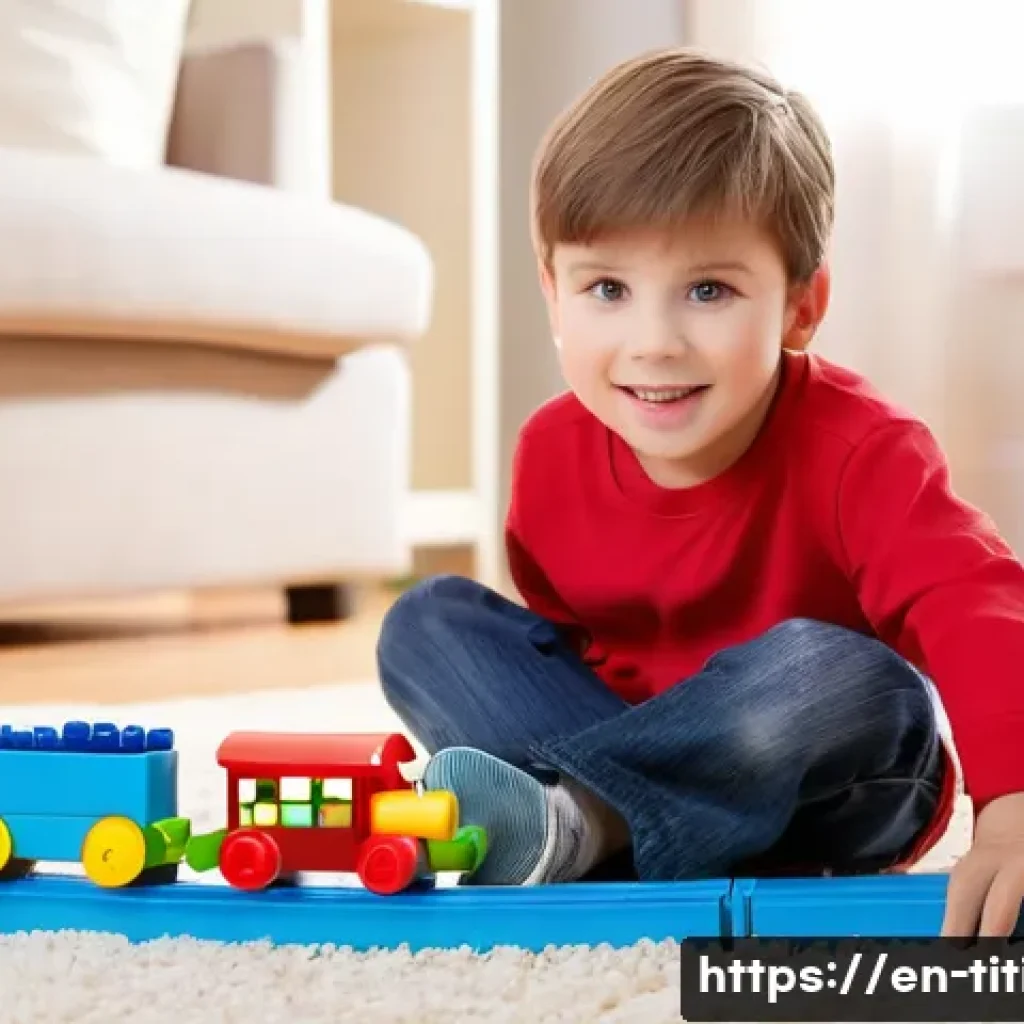 띠띠뽀 관련 주제 교육자료 - **Prompt:** A cheerful 5-year-old boy with bright eyes, wearing a red t-shirt and blue jeans, sittin...